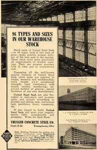 1917 Ad Trussed Concrete United Steel Sash Semi-Stock - ORIGINAL TIN2