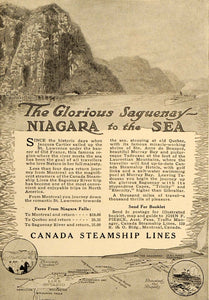 1917 Ad Canada Steamship Lines Saguenay Niagara Sea Art - ORIGINAL TIN2