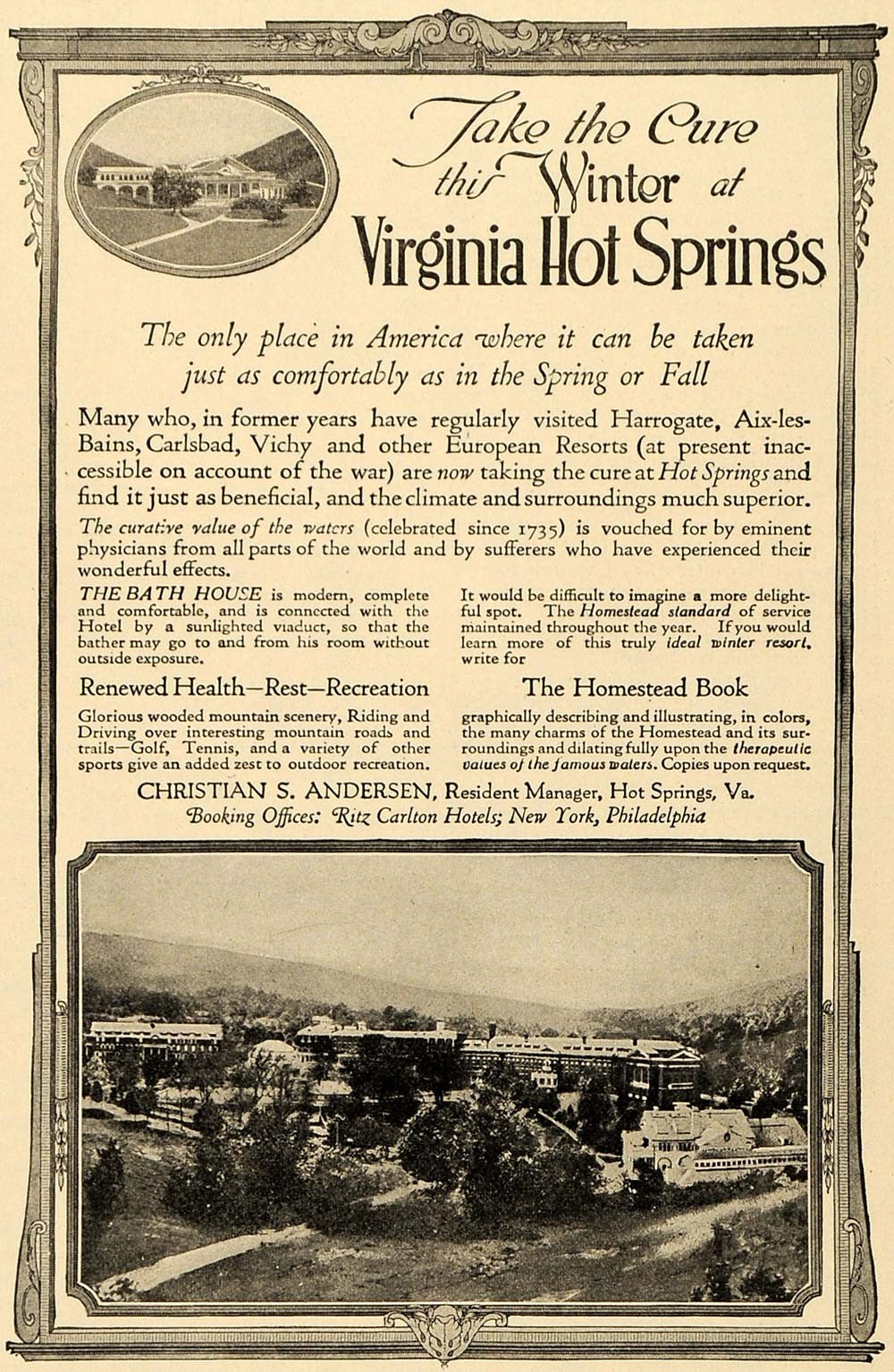 1917 Ad Virginia Hot Springs Health Cures Pinehurst - ORIGINAL ADVERTISING TIN2