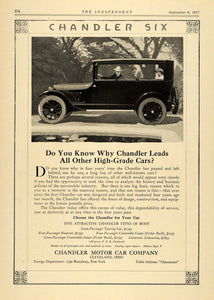 1917 Ad Chandler Motor Car Co. Model Six Automobile - ORIGINAL ADVERTISING TIN2
