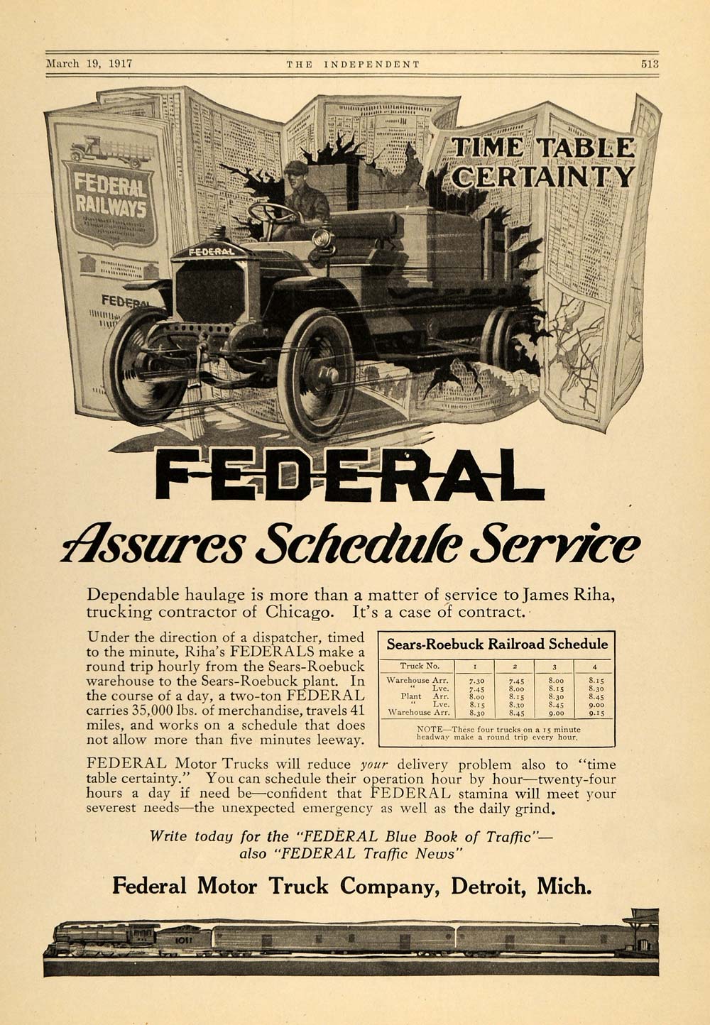 1917 Ad Federal Motor Truck Co. Detroit Motor Vehicle - ORIGINAL TIN2