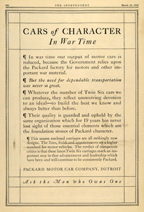 1918 Ad Packard Twin 6 Cars of Character War Time WWI - ORIGINAL TIN3