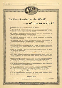 1916 Ad Cadillac Standard of the World Dispute WWI - ORIGINAL ADVERTISING TIN3