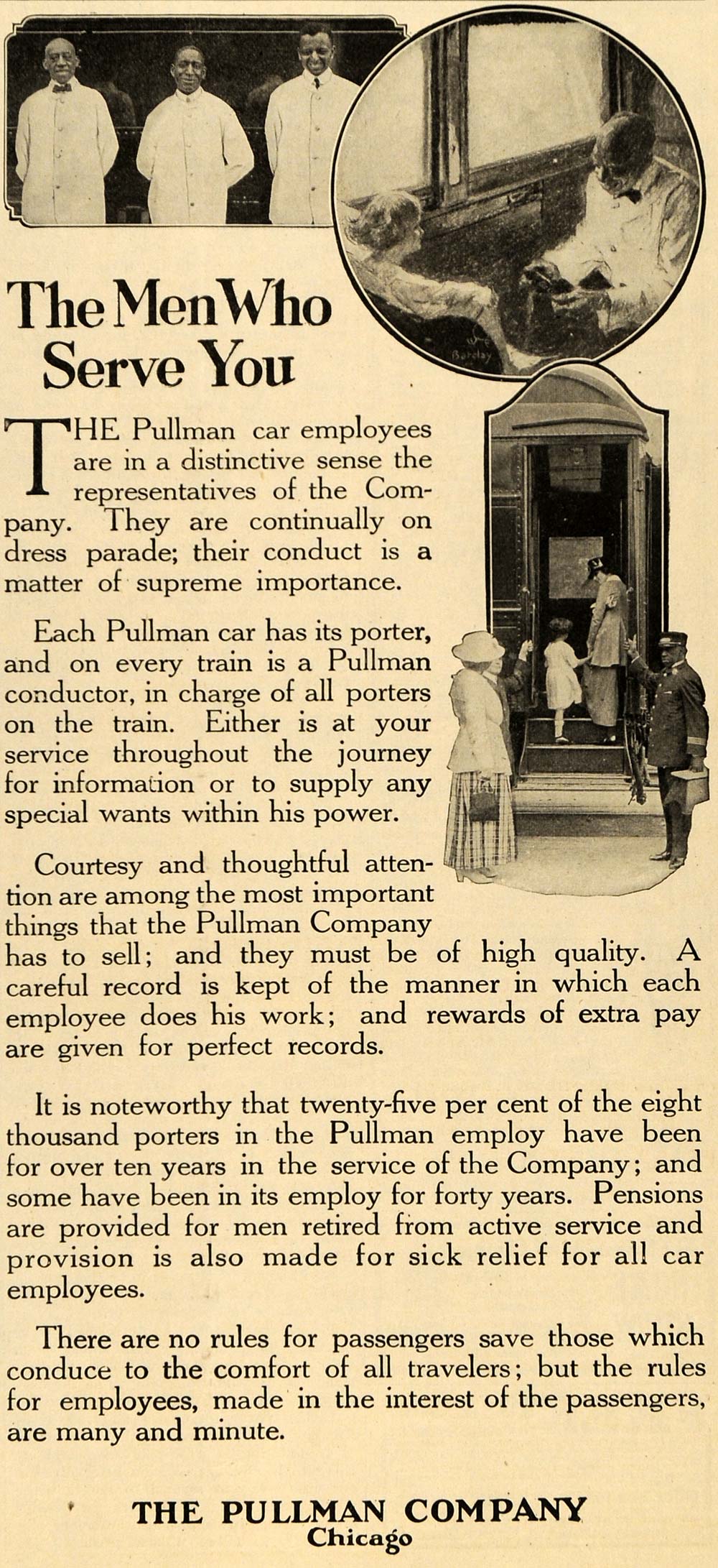 1918 Ad Pullman Car Train Workers World War I Military - ORIGINAL TIN3