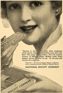 1916 Ad Woman Eating Nabisco Sugar Wafers Festino Sweet - ORIGINAL TIN3