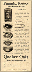 1917 Ad WWI Quaker Oats Food Rationing Wartime Saving - ORIGINAL TIN3