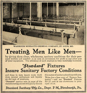 1917 Ad Washroom Monsauto Factory Standard Sanitary - ORIGINAL ADVERTISING TIN3