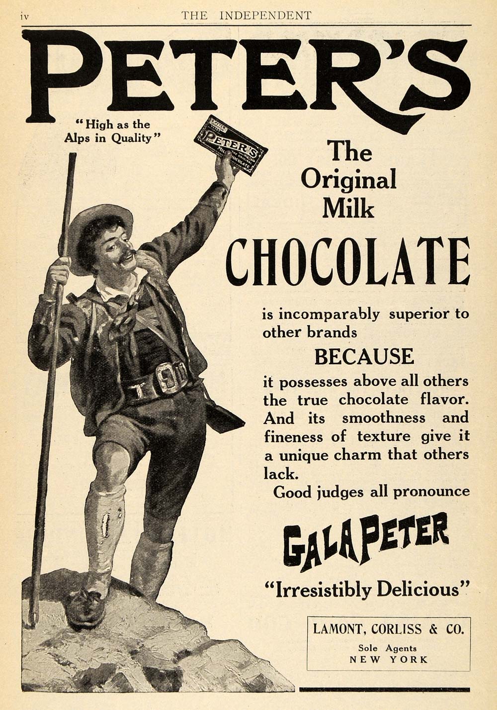 1909 Ad Peters Galapeter Milk Chocolate Lamont Corliss - ORIGINAL TIN4