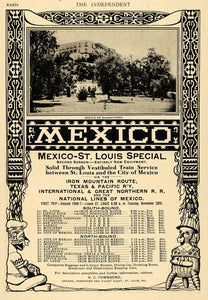 1906 Ad Mexico-St. Louis Railway Travel Chapultepec - ORIGINAL ADVERTISING TIN4