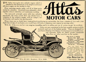 1908 Ad Atlas Antique Runabout Car Horsepower Pricing - ORIGINAL TIN4