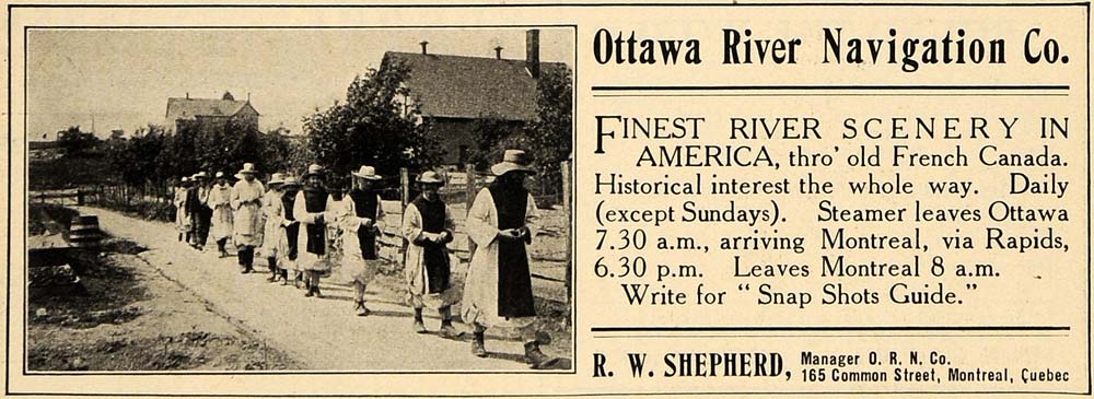 1908 Ad Ottawa River Navigation R. W. Shepherd Montreal - ORIGINAL TIN4