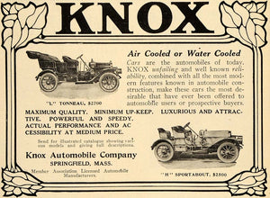 1908 Ad Knox Antique Tonneau Sportabout Automobiles - ORIGINAL ADVERTISING TIN4