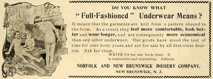 1898 Ad Full Fashioned Underwear Norfolk Hosiery N. J. - ORIGINAL TIN4