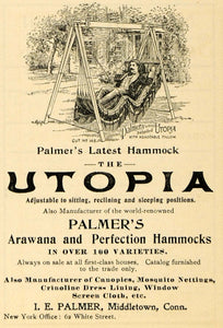 Rel1899 Ad Palmer's Utopia Hammock Adjustable Pillow - ORIGINAL ADVERTISING TIN4
