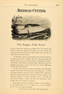 1899 Ad Michigan Central Niagara Falls Railway Train - ORIGINAL ADVERTISING TIN4