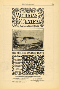 1899 Ad Michigan Central Ruggles Railway Train Tourism - ORIGINAL TIN4
