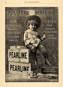 1898 Ad Pearline Soap Clothing Dishes Child Hygiene Art - ORIGINAL TIN4