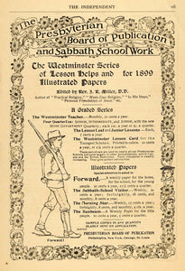 1898 Ad Presbyterian Sabbath School Religion Soldier - ORIGINAL ADVERTISING TIN4