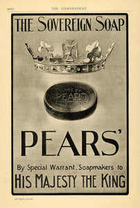 1902 Ad Pears Soap Royalty Crown King Majesty Hygiene - ORIGINAL TIN4