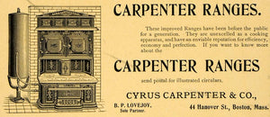 1898 Ad Carpenter Ranges Cyrus Lovejoy Cooking Food - ORIGINAL ADVERTISING TIN4
