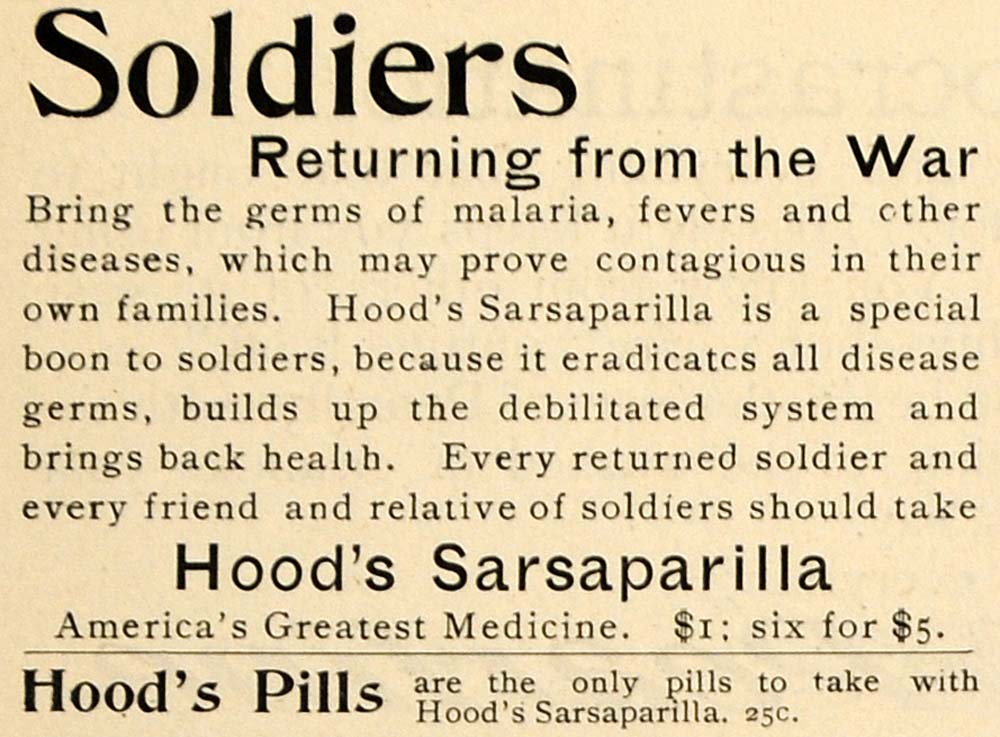 1898 Ad Soldiers War Hood's Pills Sarsaparilla Health - ORIGINAL TIN4