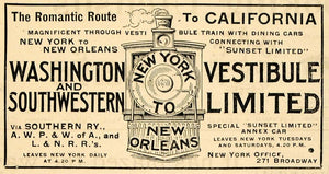 1899 Ad Washington Southwestern Railway Train Route - ORIGINAL ADVERTISING TIN4
