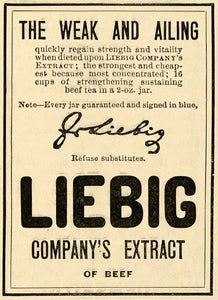 1899 Ad Liebig Beef Extract Tea Food Seasoning Dinner - ORIGINAL TIN4