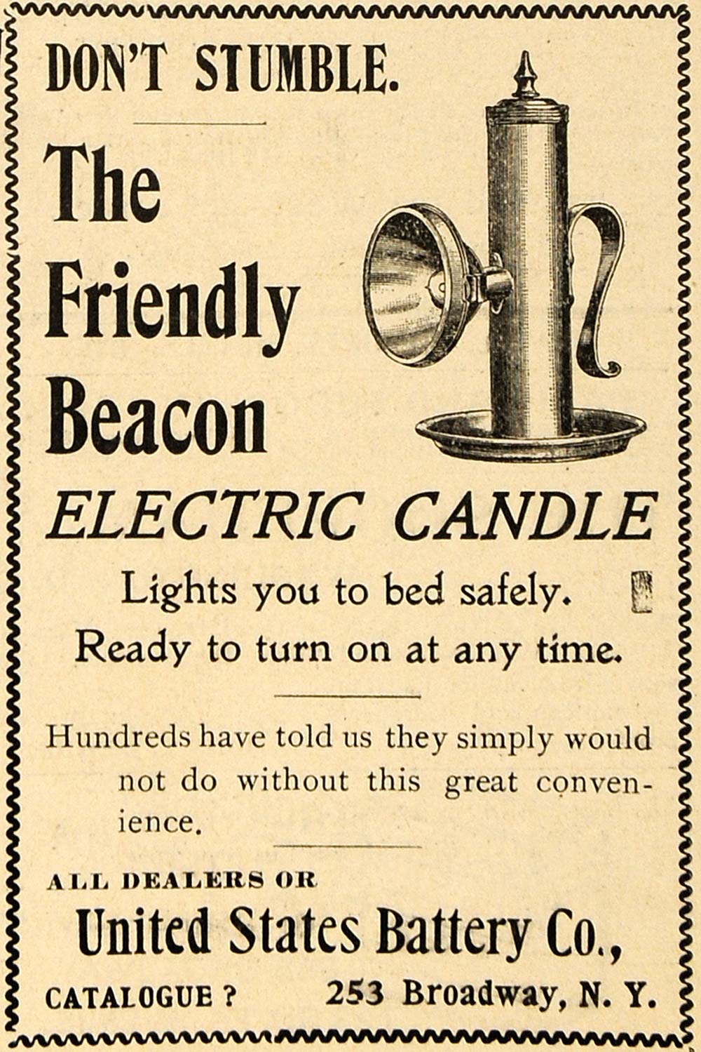 1899 Ad United States Battery Electric Candle Lighting - ORIGINAL TIN4