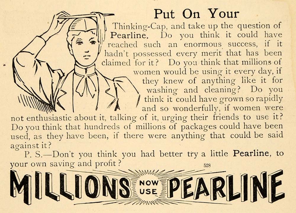 1898 Ad Pearline Soap Graduation Health Hygiene Laundry - ORIGINAL TIN4