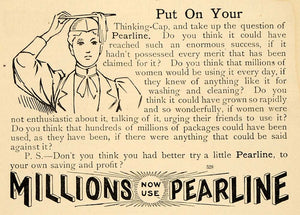 1898 Ad Pearline Soap Graduation Health Hygiene Laundry - ORIGINAL TIN4