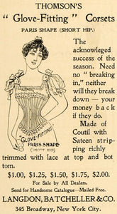 1898 Ad Thomson Corset Langdon Batcheller Clothing Lace - ORIGINAL TIN4