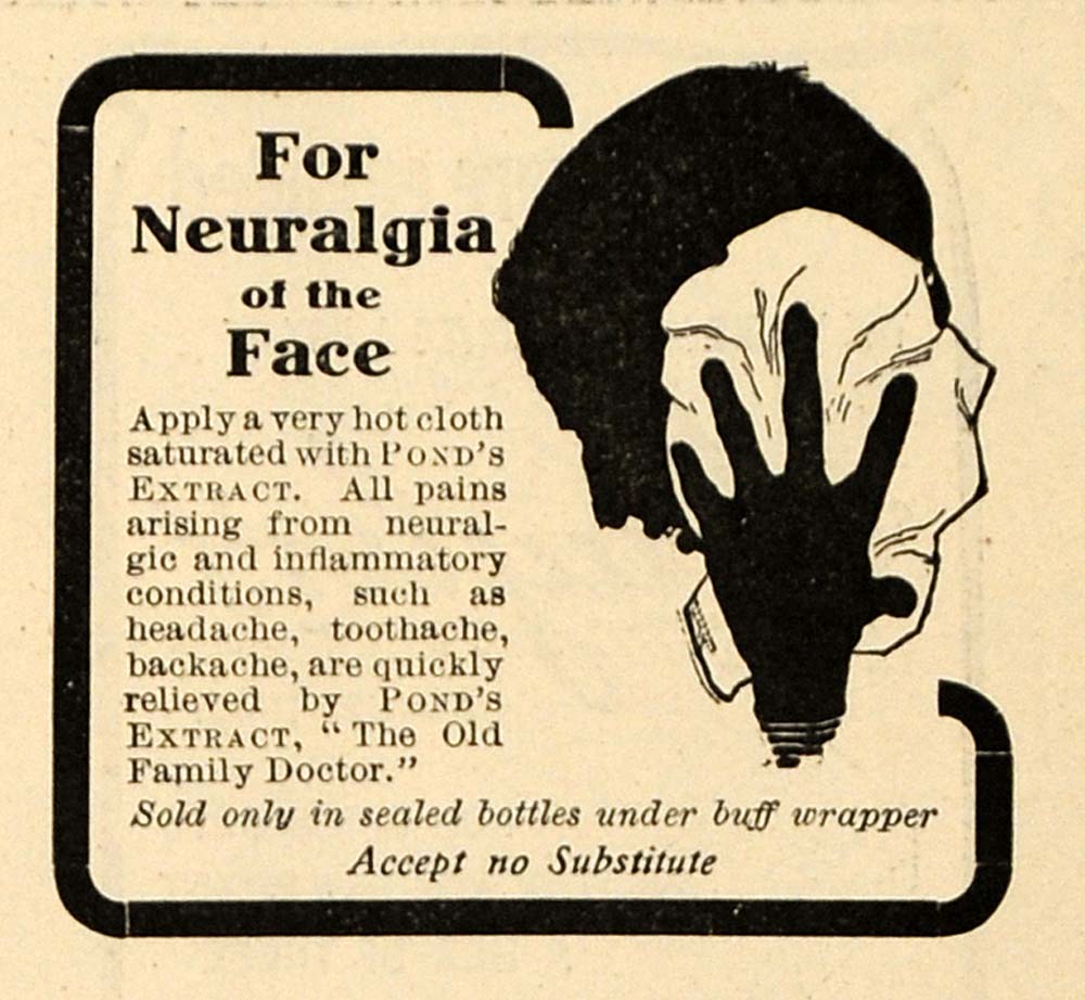 1904 Ad Neuralgia Face Pond's Extract Pain Medicine - ORIGINAL ADVERTISING TIN4