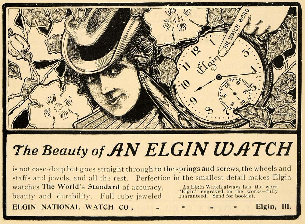 1903 Ad Elgin Watch National Time Hat Illinois Jewelry - ORIGINAL TIN4