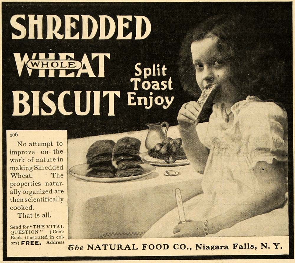 1903 Ad Shredded Wheat Biscuit Natural Food Child Girl - ORIGINAL TIN4