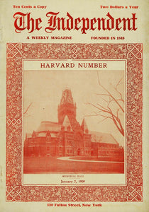 1909 Cover Independent Harvard University Memorial Hall - ORIGINAL TIN4