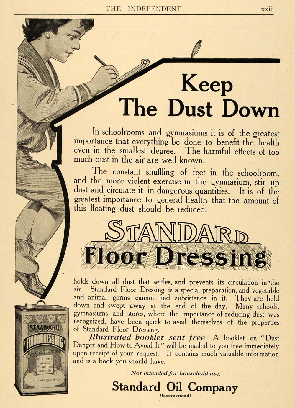 1910 Ad Standard Oil Co. Floor Dressing Cleaners Child - ORIGINAL TIN4