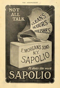 1908 Ad E Morgans Sons Sapolio Toilet Soap Bath Product - ORIGINAL TIN4