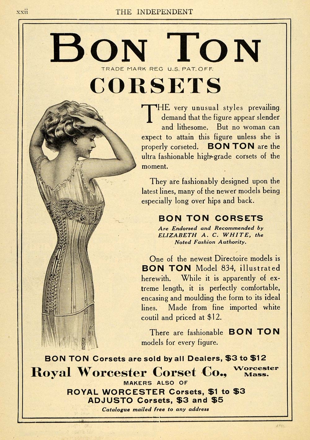 1908 Ad Royal Worcester Corset Company Girl Clothing Accessories Elizabeth TIN4