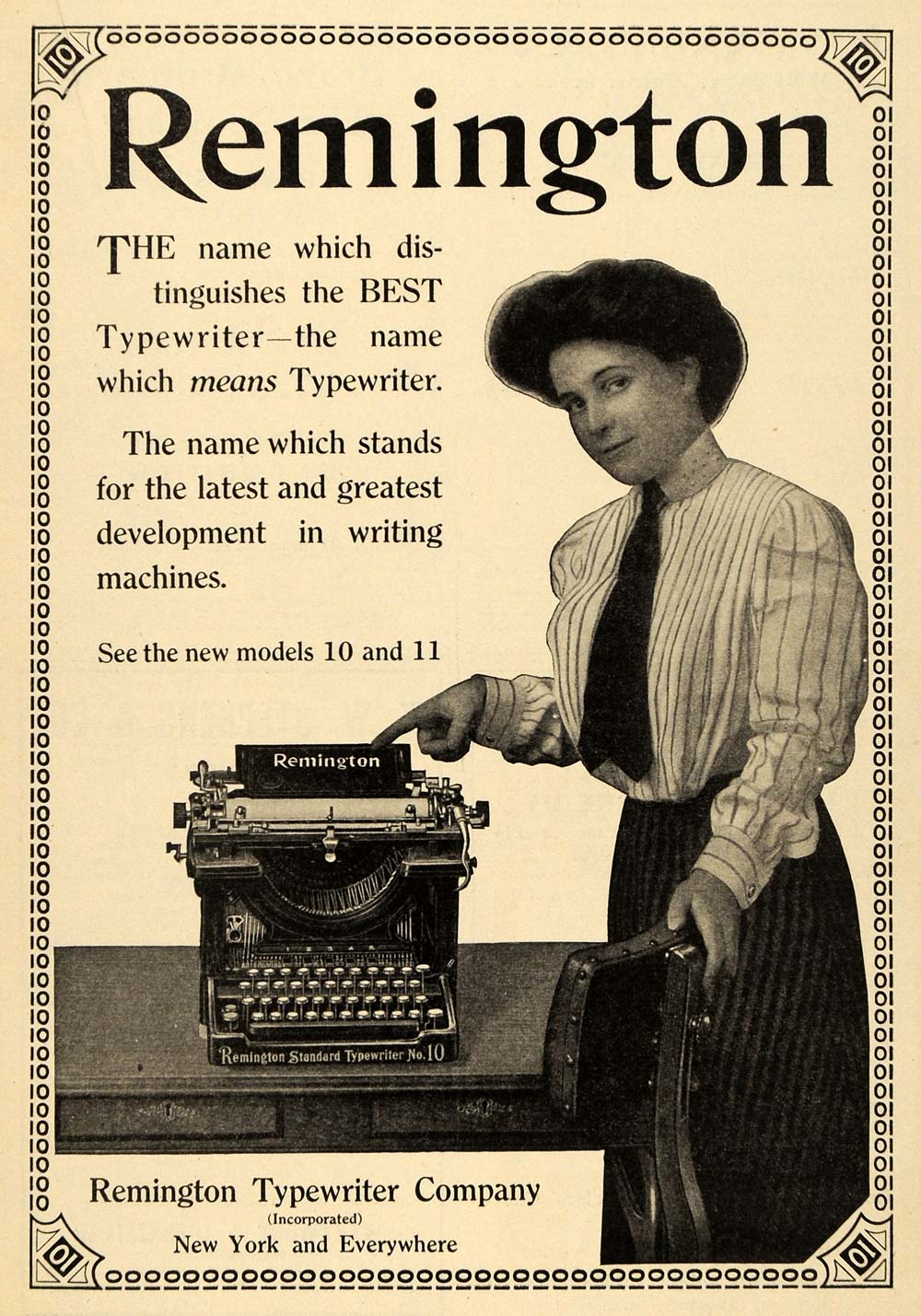 1909 Ad Wyckoff Seamans Benedict Typewriter Bookkeeper - ORIGINAL TIN4