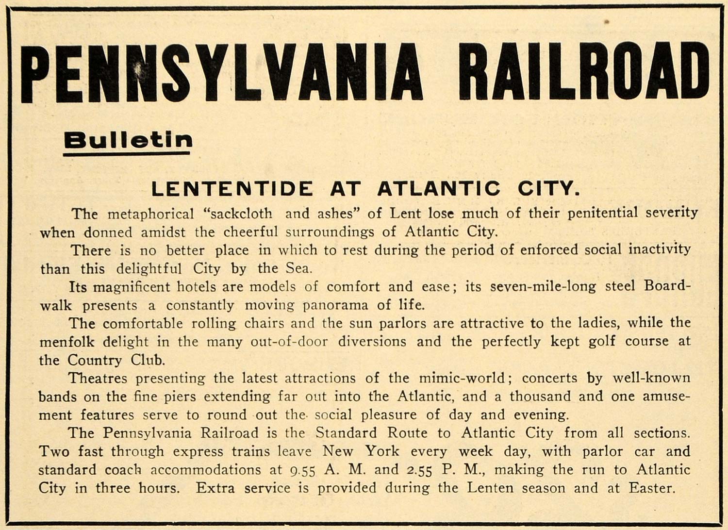 1908 Ad Pennsylvania Railroad Atlantic City Route Trip - ORIGINAL TIN4