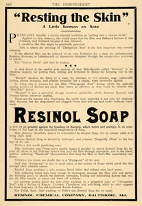 1910 Ad Resinol Chemical Co. Bath Toilet Soap Products - ORIGINAL TIN4