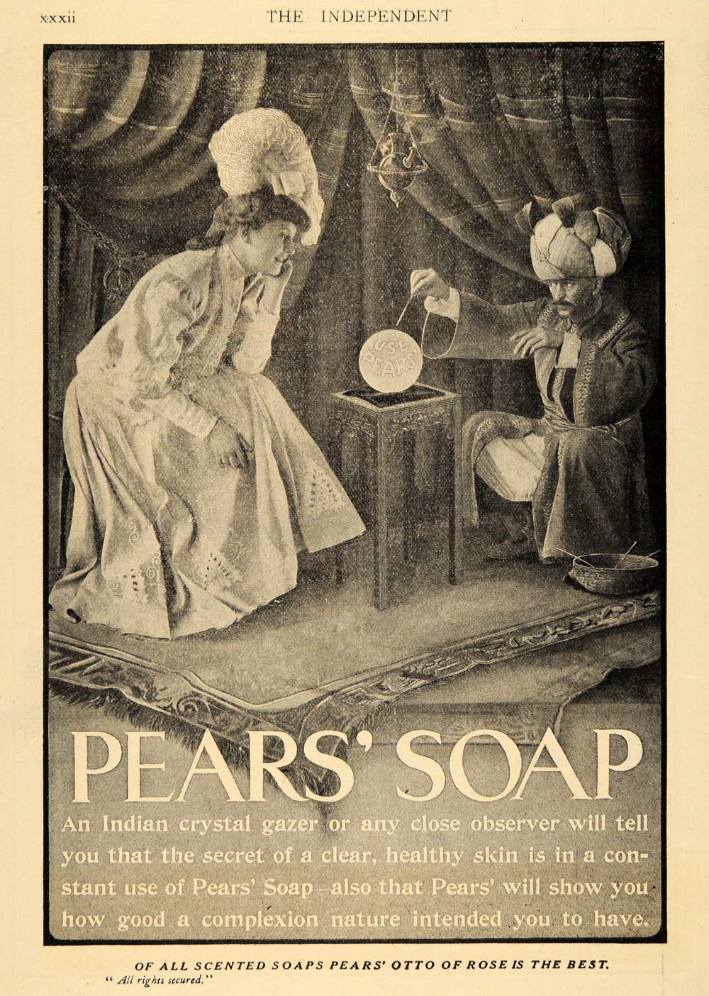 1907 Ad A & F Pears Co Soap Indian Crystal Gazing Woman - ORIGINAL