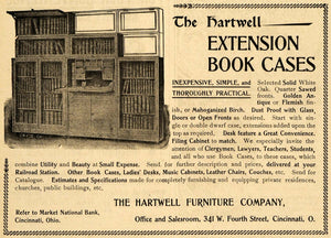 1899 Ad Hartwell Furniture Co. Extension Book Cases OH - ORIGINAL TIN4