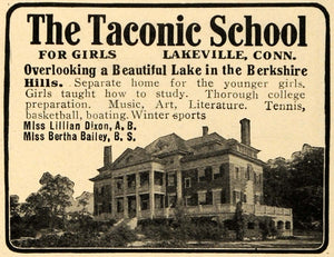 1911 Ad Taconic School Lakeville Berkshire Hills Dixon - ORIGINAL TIN4