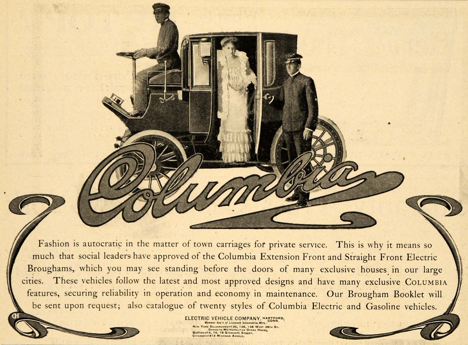 1903 Ad Columbia Vehicle Car Fashion Broughams Carriage - ORIGINAL TIN4