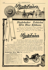 1907 Ad Studebaker Harness Racing George IV Phaeton - ORIGINAL ADVERTISING TIN4