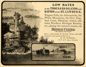 1902 Ad Michigan Central Thousand Islands St. Lawrence - ORIGINAL TIN4
