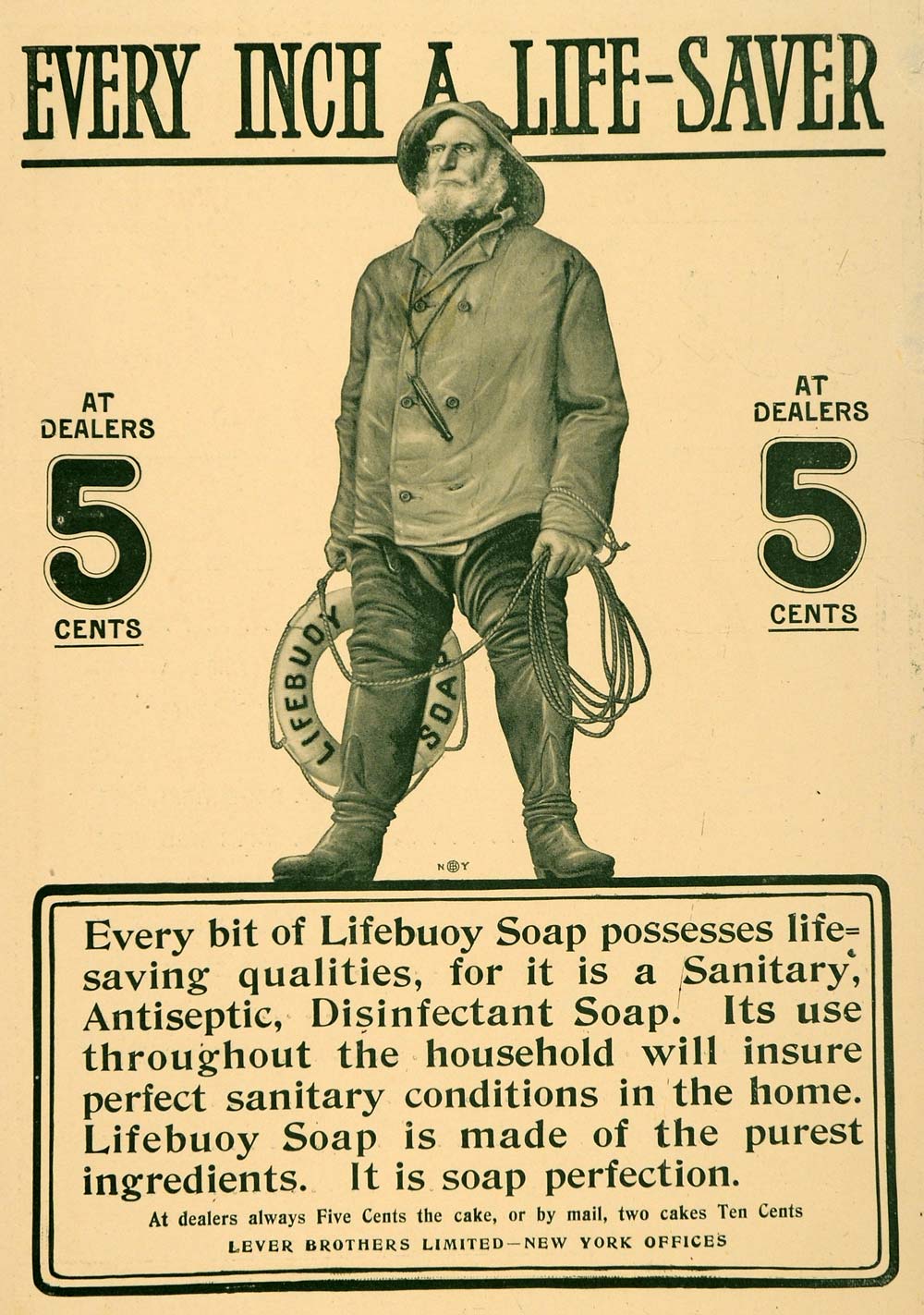 1902 Ad Lifebuoy Soap Antiseptic Disinfectant Sanitary - ORIGINAL TIN4