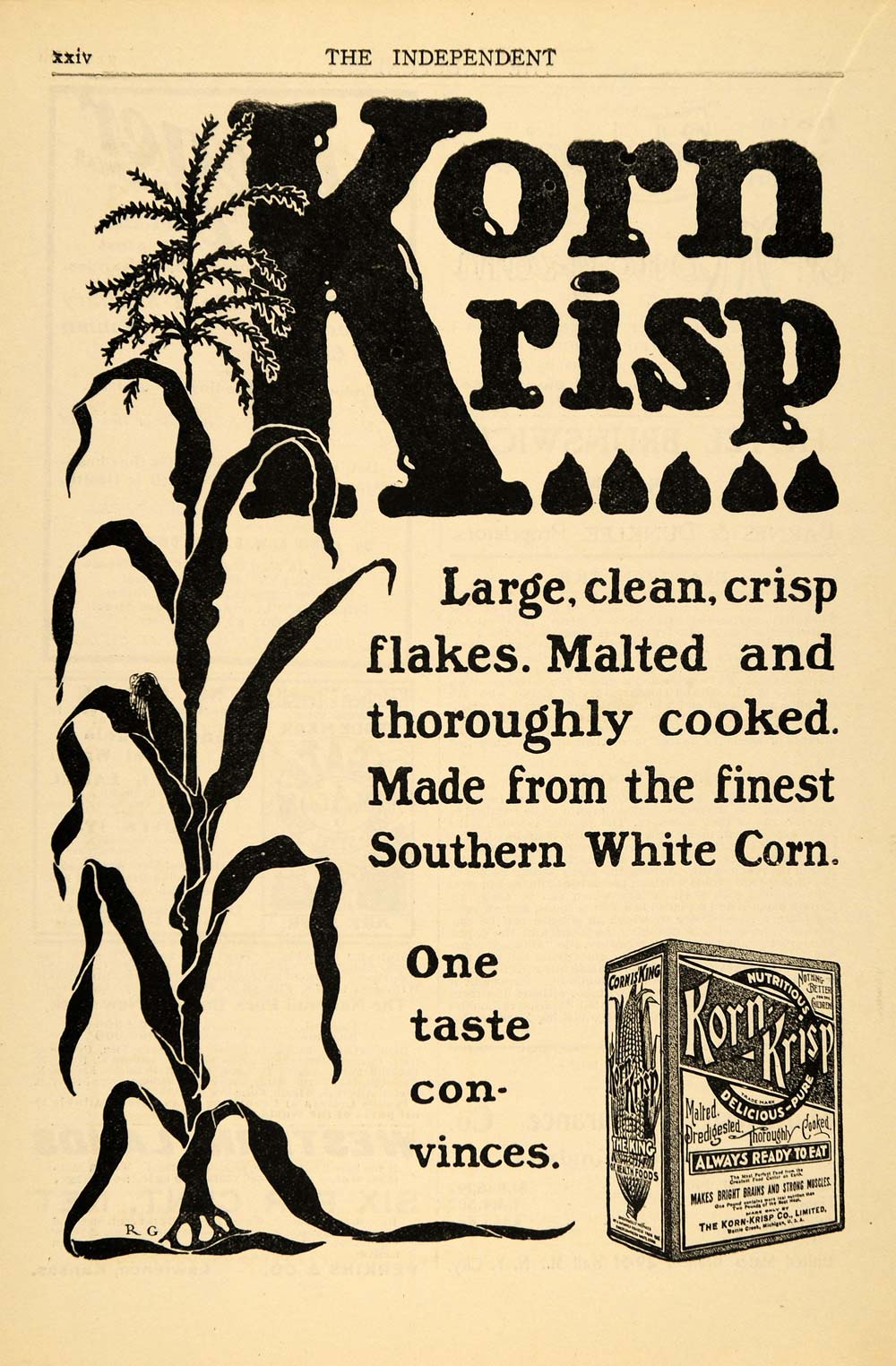 1902 Ad Korn Krisp Cereal Southern White Corn Breakfast - ORIGINAL TIN4