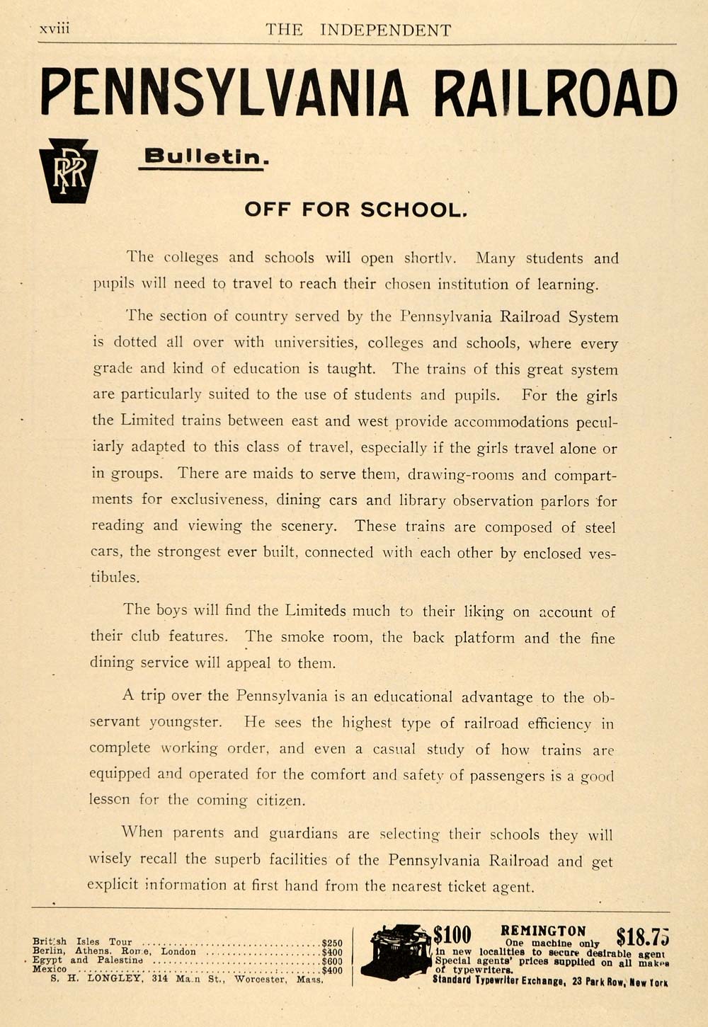 1911 Ad Pennsylvania Railroad College University School - ORIGINAL TIN4